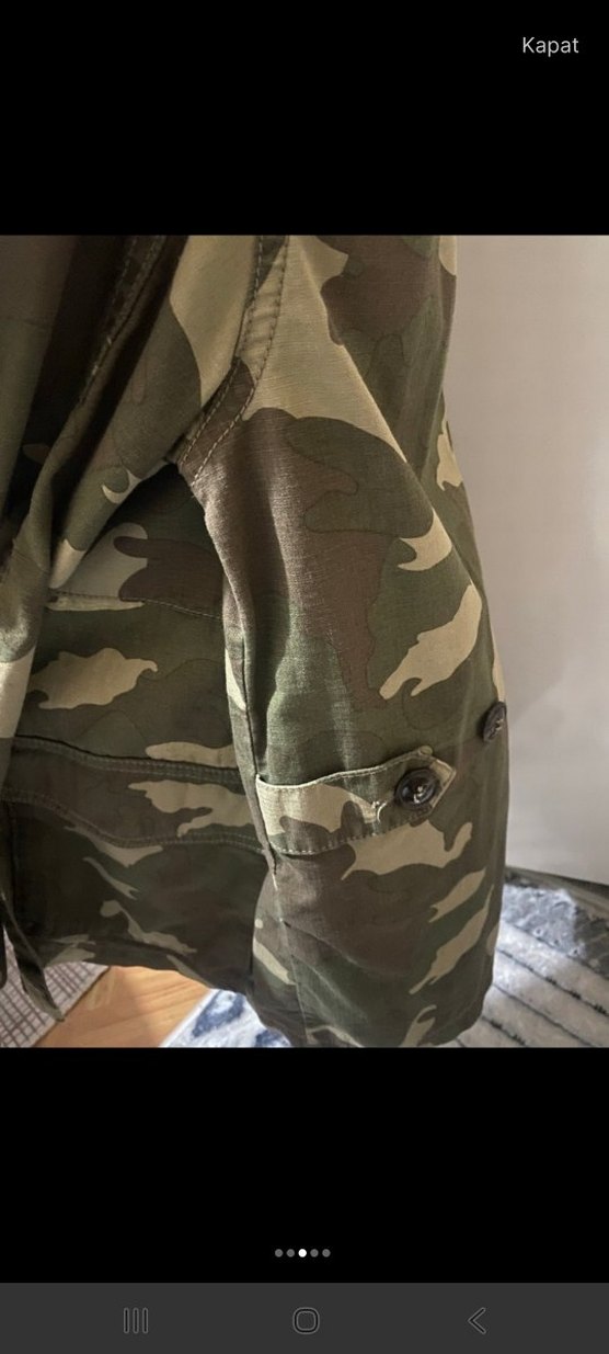 Kadın Kamuflaj Desenli Düğmeli Ceket - Görsel 3