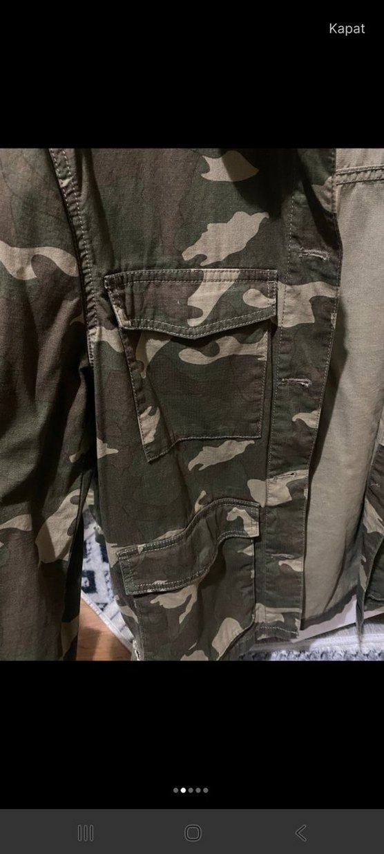 Kadın Kamuflaj Desenli Düğmeli Ceket - Görsel 2