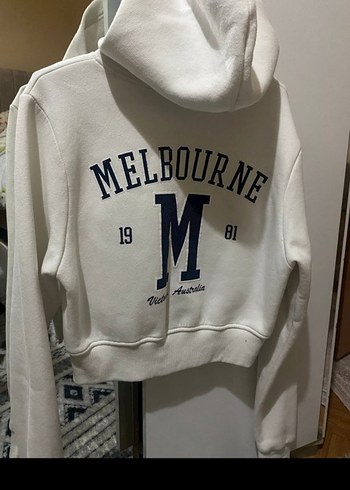 Beyaz Fermuarlı Kadın Sweatshirt - Görsel 2