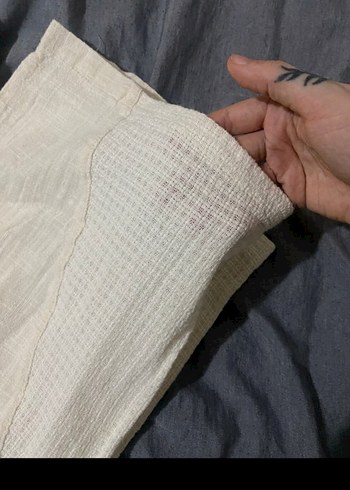 Kadın Keten Bohem Beyaz Drapeli Wrap - Görsel 3