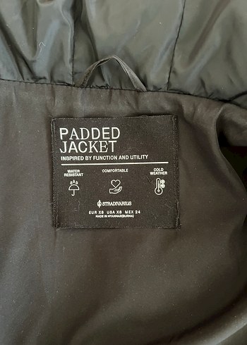 Stradivarius Siyah Şişme Mont XS Oversize - Görsel 6