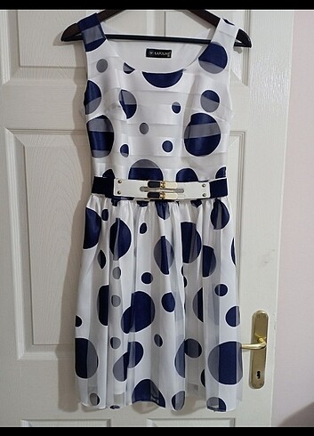 Mavi puantiyeli elbise - Görsel 3