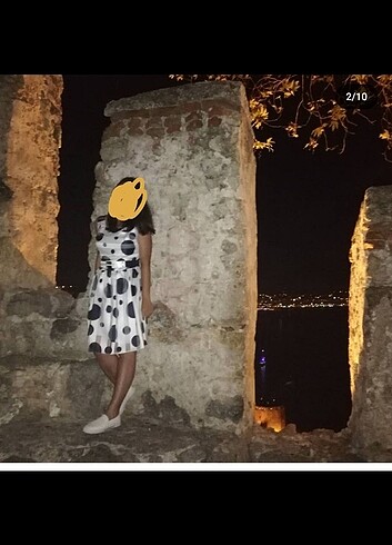 Mavi puantiyeli elbise - Görsel 6