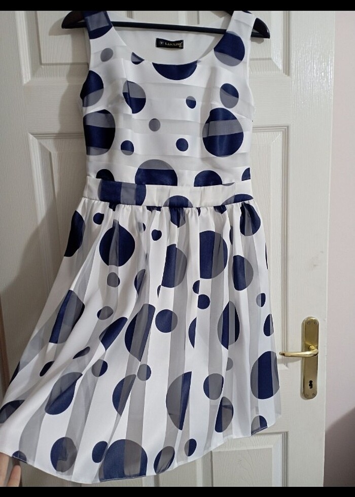 Mavi puantiyeli elbise - Görsel 2