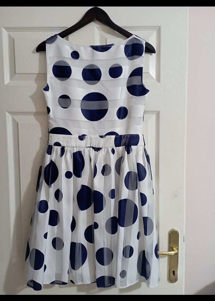 Mavi puantiyeli elbise - Görsel 5