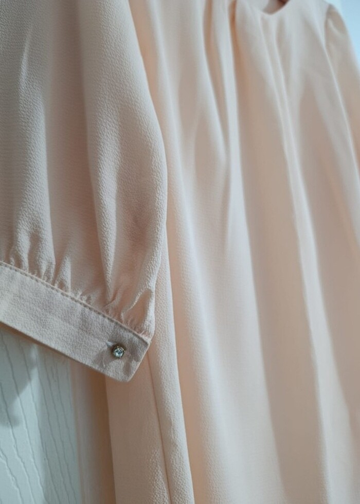 Pudra rengi kadın bluz - Görsel 3