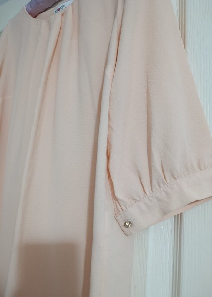 Pudra rengi kadın bluz - Görsel 4