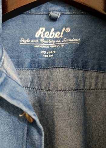 Erkek Çocuk Kısa Kollu Mavi Kot Gömlek - Görsel 4