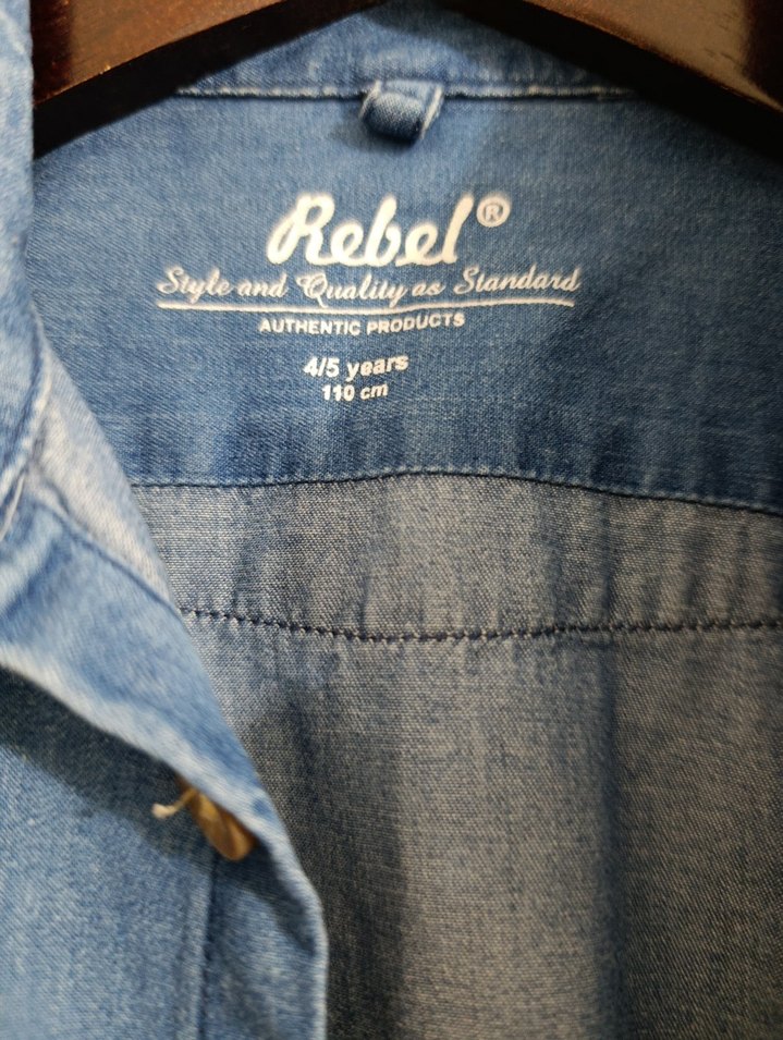 Erkek Çocuk Kısa Kollu Mavi Kot Gömlek - Görsel 4