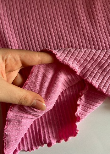 s Beden pembe Renk Pembe Balıkçı Yaka Fitilli Triko Kazak