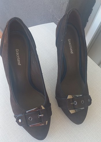 Deichmann Kahverengi Süet Tokalı Yüksek Topuklu Stiletto