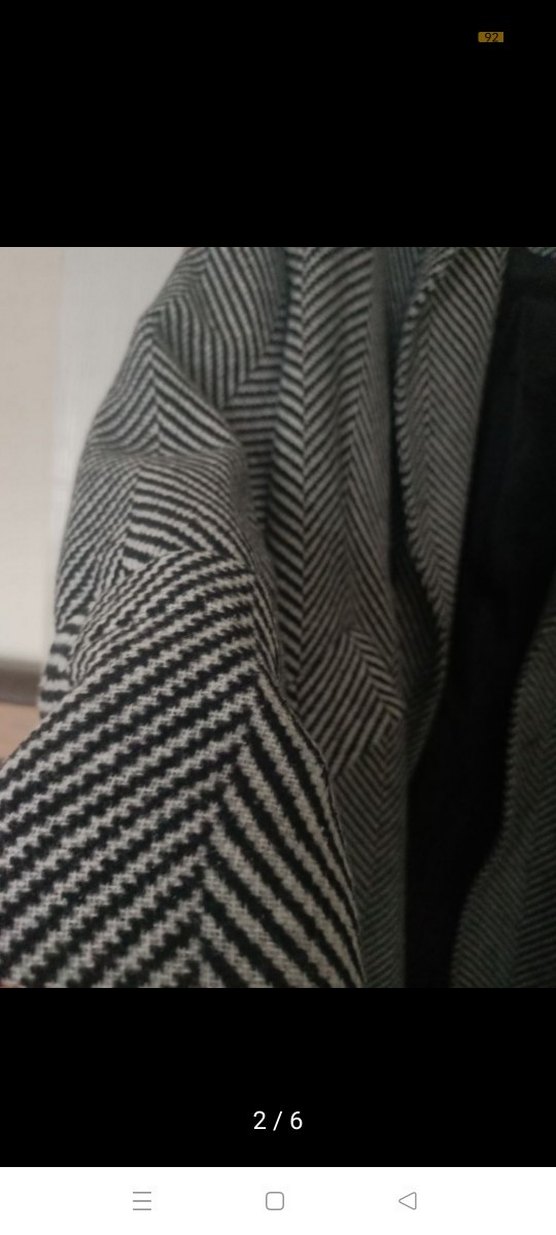 Gri Zebra Desenli Uzun Kadın Yün Kaban - Görsel 2