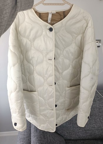 Düğmeli Beyaz Kadın Midi Ceket mango - Görsel 4