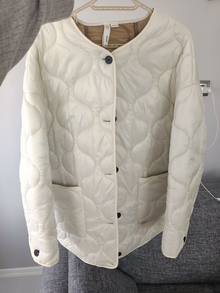 Düğmeli Beyaz Kadın Midi Ceket mango - Görsel 4