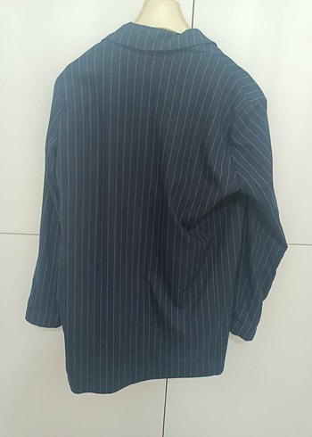 Lacivert Çizgili Kadın Blazer Ceket - Görsel 2