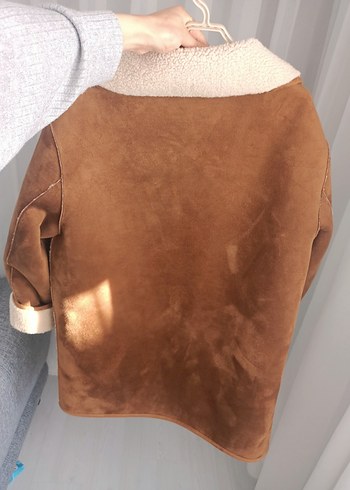 Kahverengi Süet Kadın Mont Kürklü mango - Görsel 2