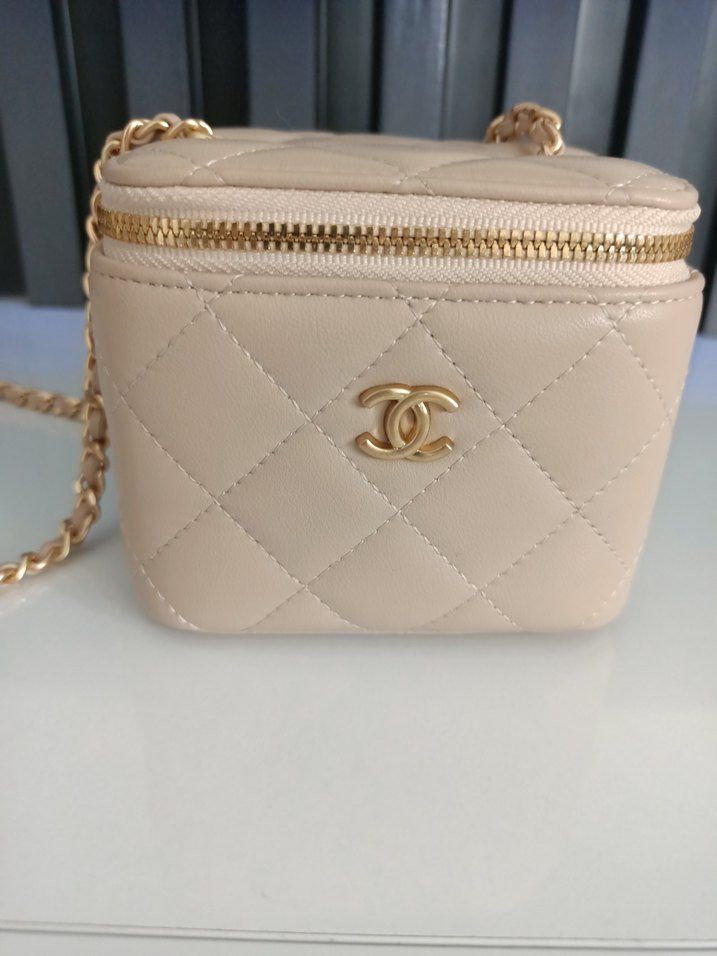 Bej Zincir Detaylı Deri Kadın Çanta - Görsel 5