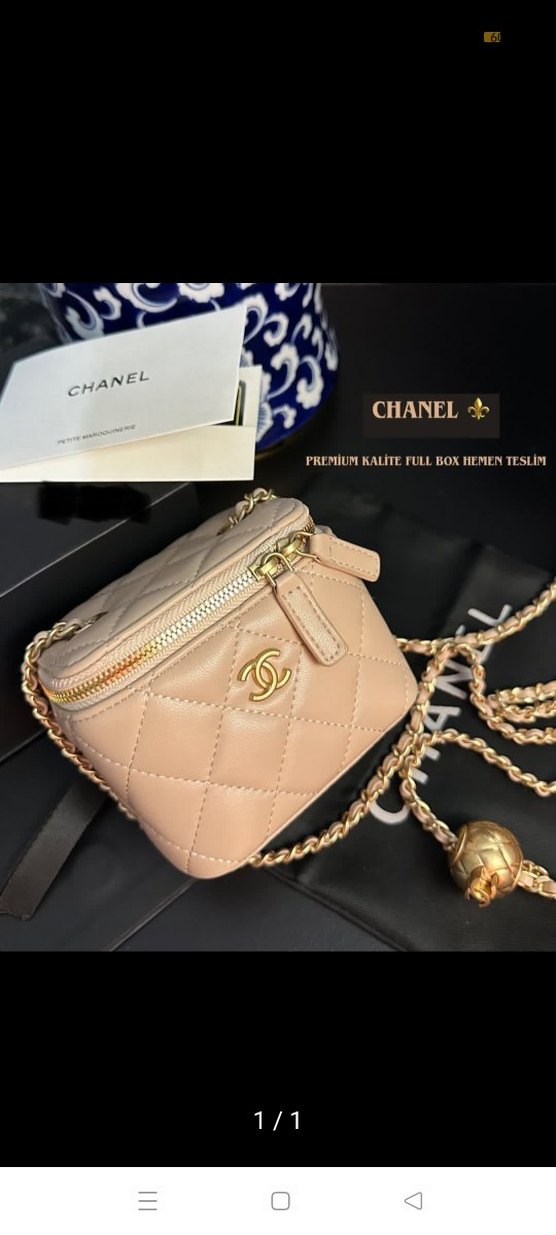 Bej Zincir Detaylı Deri Kadın Çanta - Görsel 2