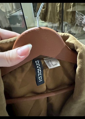 Düğmeli taba Süet kadın Ceket - Görsel 3