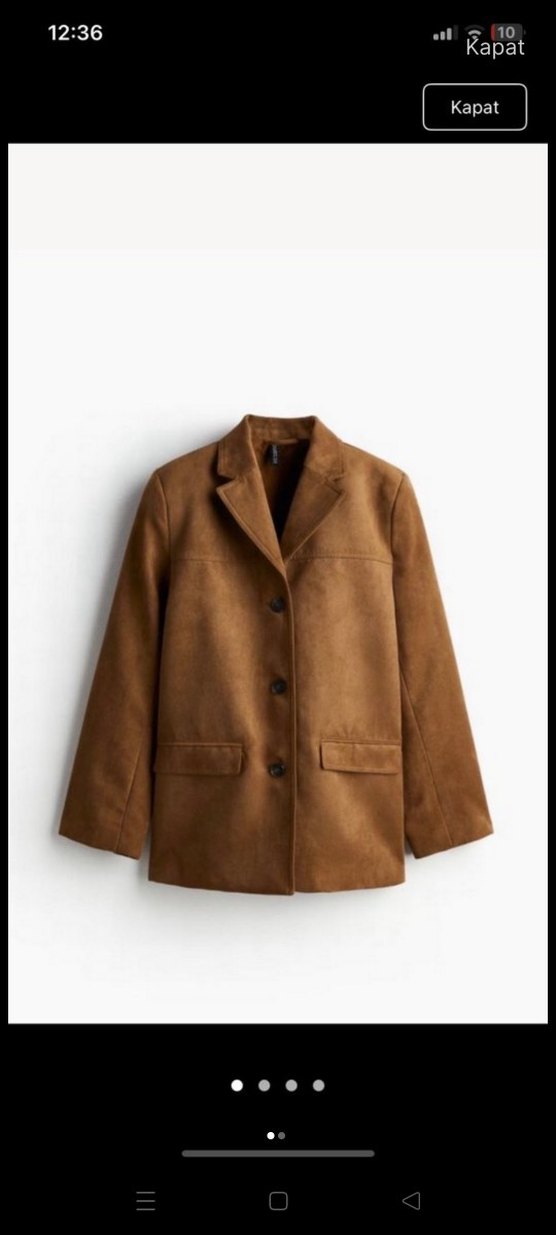 Düğmeli taba Süet kadın Ceket - Görsel 4