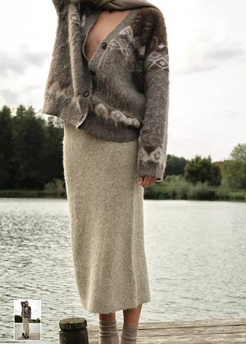 Bohem Gri Bej Örgü sakallı 
Kadın Hırka Zara - Görsel 4