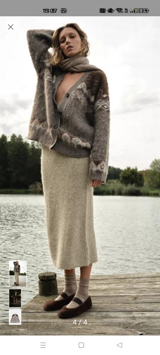 Bohem Gri Bej Örgü sakallı 
Kadın Hırka Zara - Görsel 4