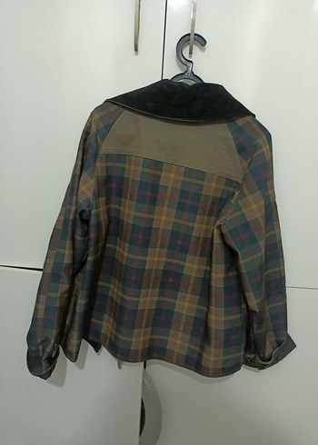 ekose Kadın haki yakalı Rahat Ceket - Görsel 2