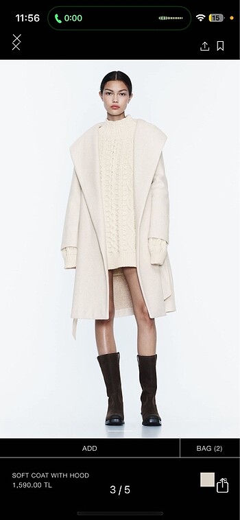 xs Beden Zara kaban