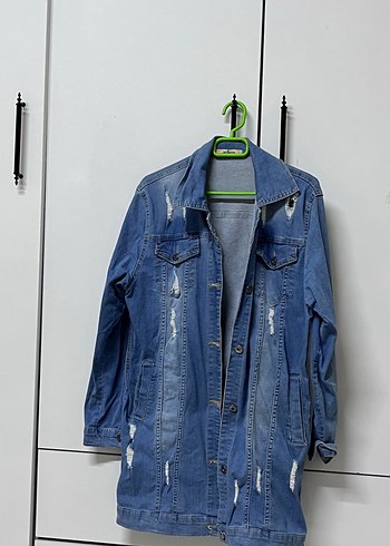 Diğer Düğmeli Mavi Kadın Denim Ceket