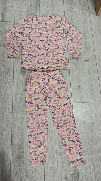 5-6 yaş kız çocuk unicorn pijama takım 