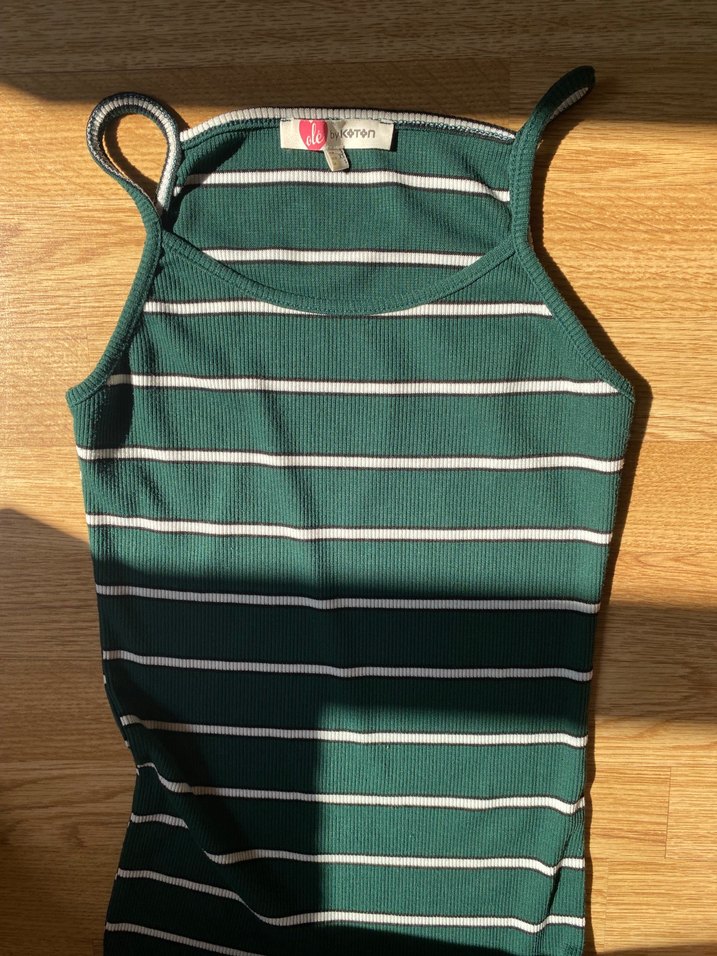 Yeşil İnce Askılı Triko Elbise - Görsel 2