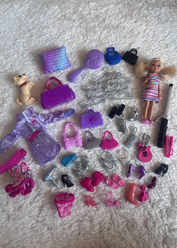 barbie ayakkabı kıyafet aksesuar dolap çanta chelsea köpek