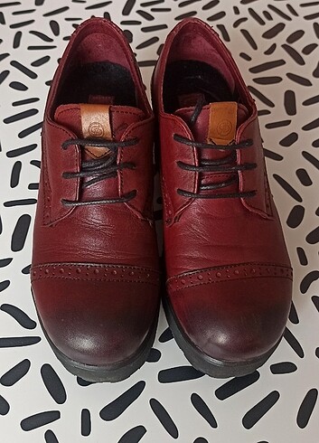36 Beden bordo Renk Divarese 36 numara bordo deri Oxford ayakkabı