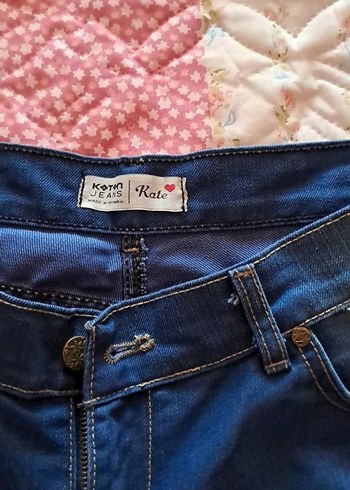 Kadın Mavi Düğmeli Mini Kot Şort40 boy 90 bel - Görsel 2