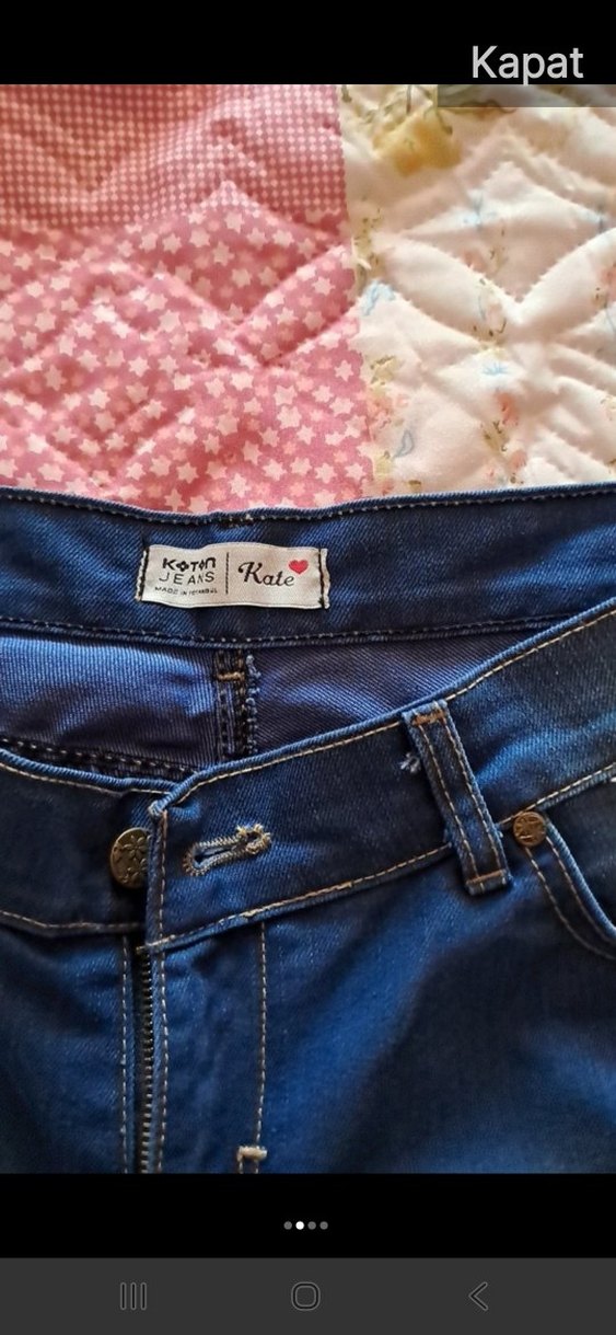 Kadın Mavi Düğmeli Mini Kot Şort40 boy 90 bel - Görsel 2