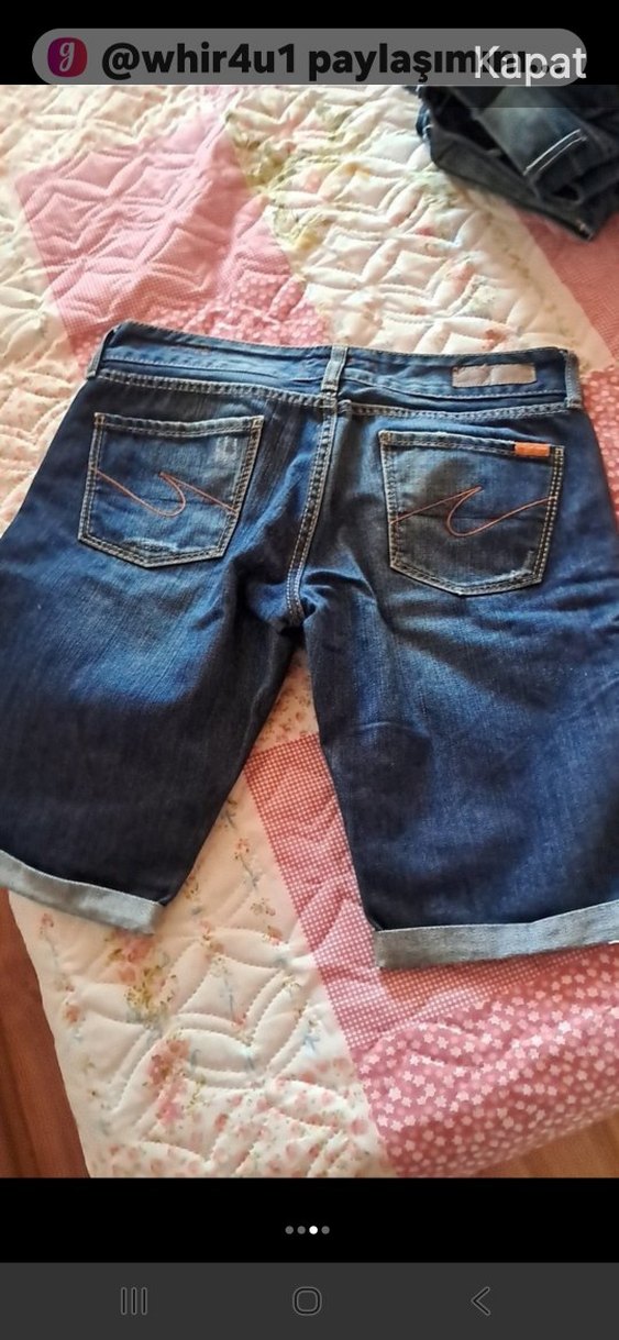 Lacivert Mini Kot Şort Kadınlar İçin37 boy 86 bel - Görsel 2