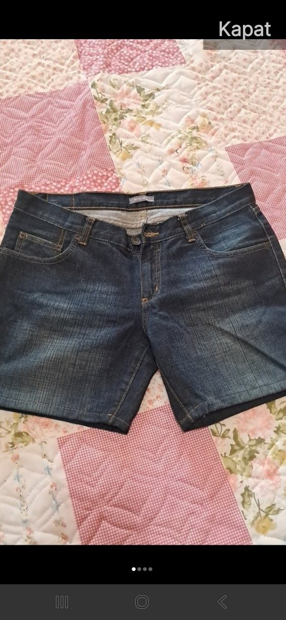 Kadın Kahverengi Bol Kesim Mini Kot Şort35 boy 91 bel - Görsel 2