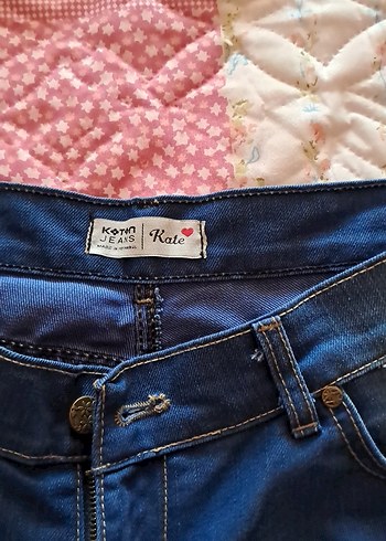 Koton Düğmeli Koyu Mavi Mini Denim Şort 40 boy 90 bel