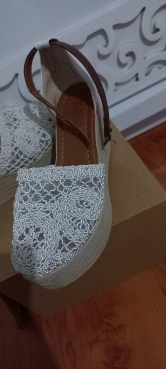 Beyaz Dantel Detaylı Kadın Dolgu Topuk Espadril - Görsel 2