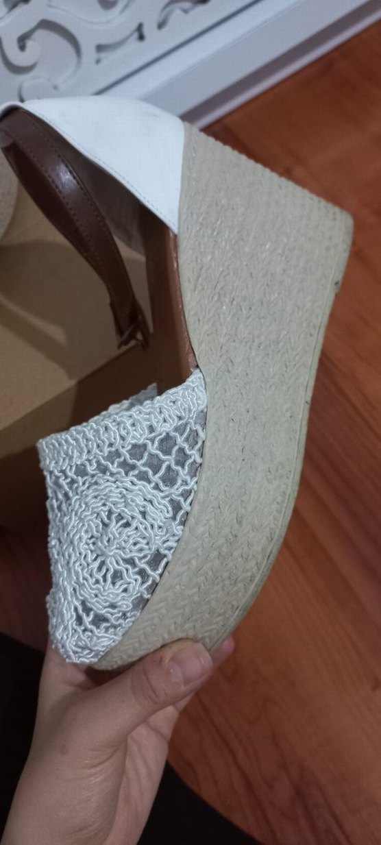 Beyaz Dantel Detaylı Kadın Dolgu Topuk Espadril - Görsel 3