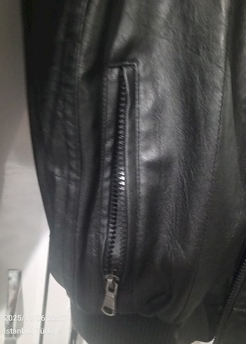 Siyah Erkek Deri Biker Ceket - Görsel 8
