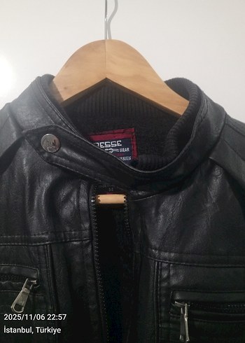 Siyah Erkek Deri Biker Ceket - Görsel 4