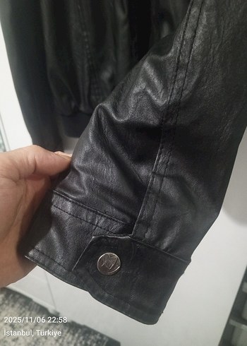 Siyah Erkek Deri Biker Ceket - Görsel 10