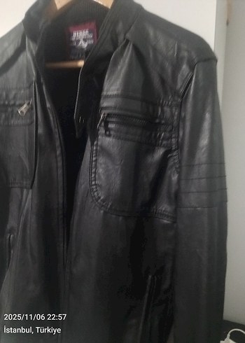Siyah Erkek Deri Biker Ceket - Görsel 2