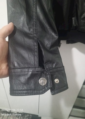 Siyah Erkek Deri Biker Ceket - Görsel 9