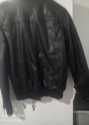 Siyah Erkek Deri Biker Ceket - Görsel 7