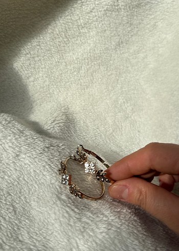 İşlemeli Zincir Detaylı yaprak taşlı Kadın küpe - Görsel 2