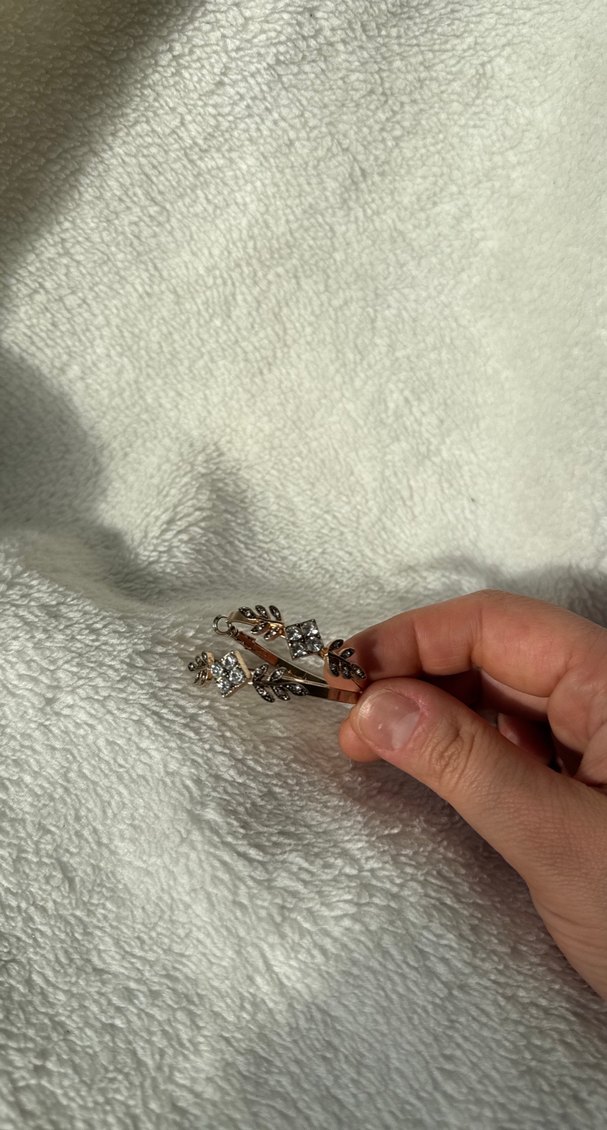 İşlemeli Zincir Detaylı yaprak taşlı Kadın küpe - Görsel 3