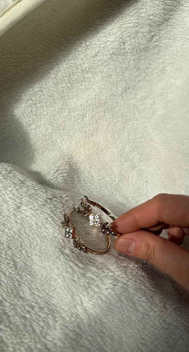 İşlemeli Zincir Detaylı yaprak taşlı Kadın küpe - Görsel 2