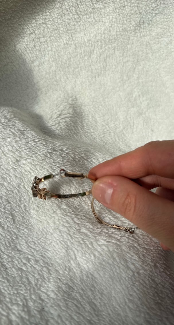 İşlemeli Zincir Detaylı yaprak taşlı Kadın küpe - Görsel 5